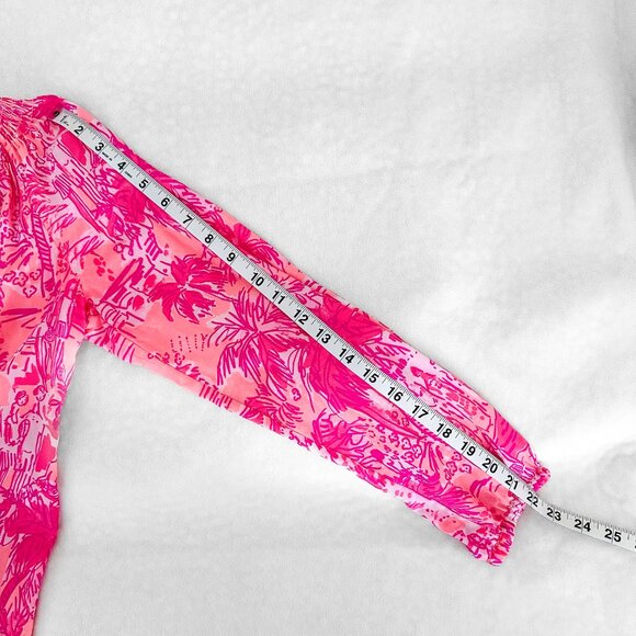Lilly Pulitzer Elsa Silk Top - Cheeky Melon Rule Breakers - Size XS - Picture 7 of 10